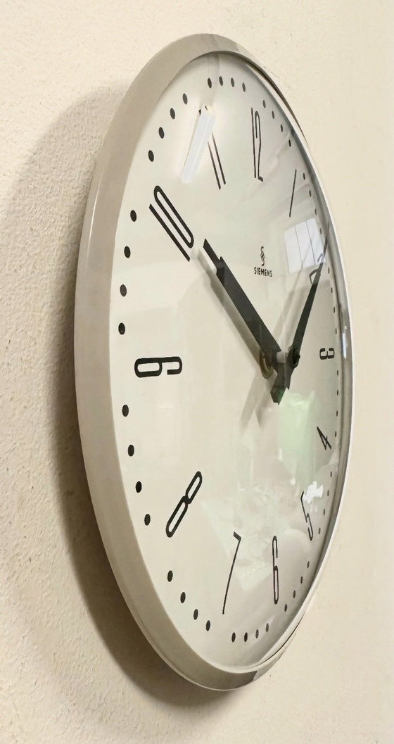 Image 1 of Grey Industrial Factory Wall Clock from Siemens, 1970s