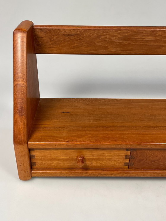 Image 1 of Vintage Wall Shelf With Drawers, Dyrlund, Solid Teak, Denmark 1970's