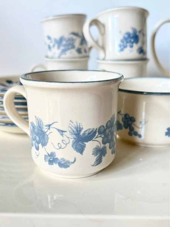 Image 1 of Servizio da caffè d'epoca Staffordshire Potteries - uva blu - anni '70