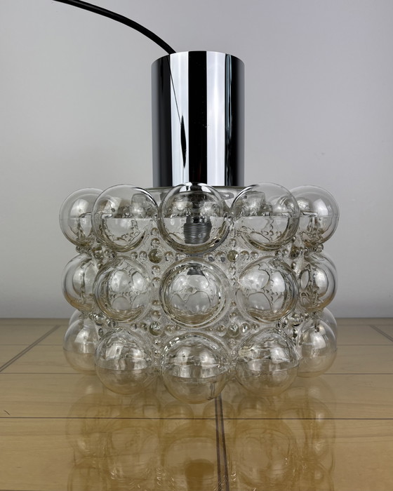 Image 1 of Années 1960, Helena Tynell pour Limburg, Lampe vintage du milieu du siècle, Verre à bulles, Suspension, Allemagne, Minimalisme, 