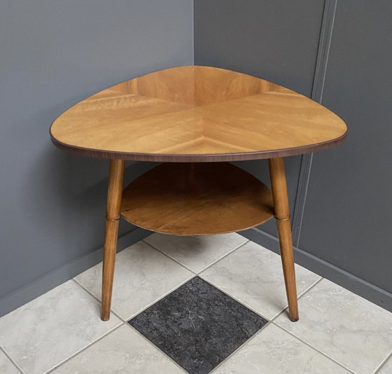 Image 1 of High wood coffee table,  triangle shape 1960s