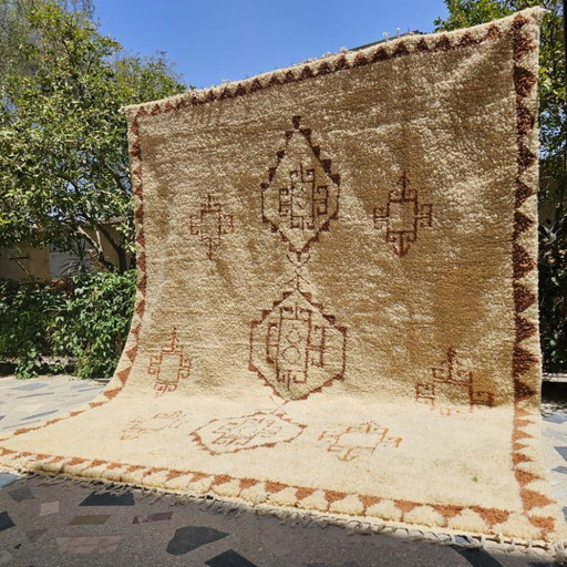 Beni Ourain tapijt | Marokkaans tapijt op maat, vierkant tapijt van 400x400 cm
