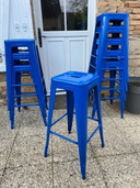Sgabello da bar industriale impilabile TOLIX H75, blu