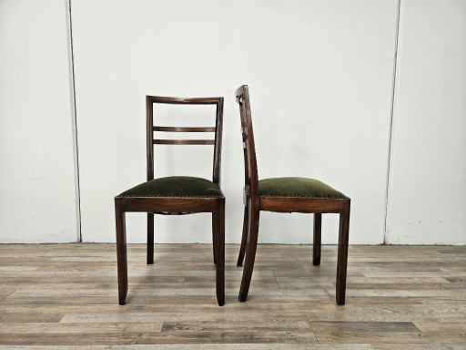 Art Deco eetkamerstoelen van walnoothout en stof, 1940 – Wood, Klassiek (photo 2 of 13)
