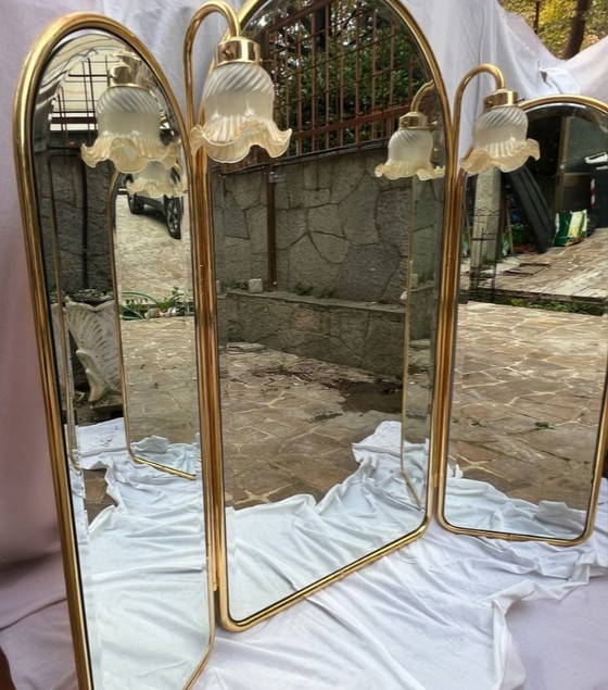 Image 1 of Vintage gold brass mirror