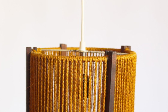 Image 1 of Lampe suspendue Temde - Design scandinave des années 1970 - Sisal et bois