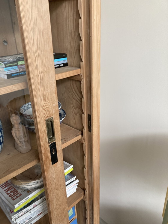 Vintage Pine Old School Cabinet – Glass, Wood (photo 5 of 9)