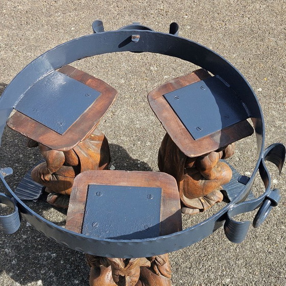 Image 1 of French Vintage Jean Maurice Rothschild - Marble Table - Forged Iron Table - Neoclassical Style- 50s