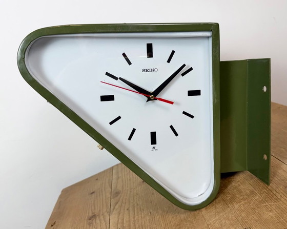 Horloge murale double face Seiko Ships verte vintage, années 1970 – Pendules, Glass, Iron (photo 10 of 18)