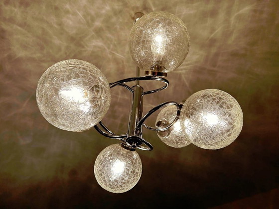 Image 1 of Lampadario vintage in vetro a bolle in stile spaziale