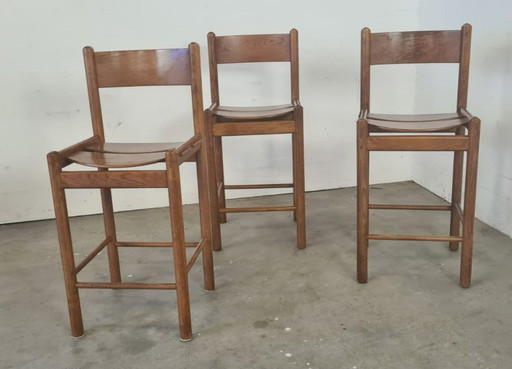 Tabouret de bar en chêne brutaliste