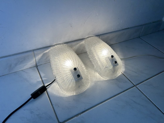 Image 1 of 2x vintage glass wall lamp shell Laguna Light