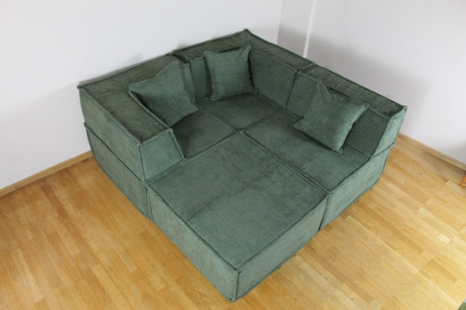 Canapé modulable, design vintage, velours, velours côtelé