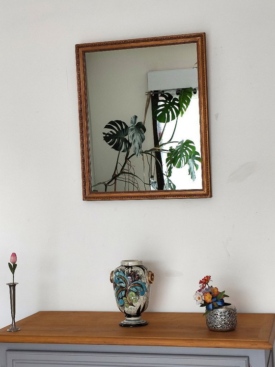 Antieke spiegel met verguld en gevormd houten frame. – Wood (photo 12 of 13)