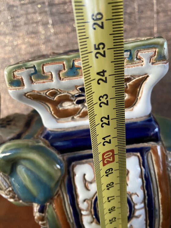 Image 1 of Vintage ceramic elephant plant table