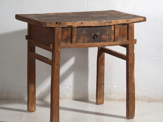 Tavolo antico in legno massello – Tavolino cinese con cassetto – circa 1900 – Console, Rustic (photo 2 of 40)