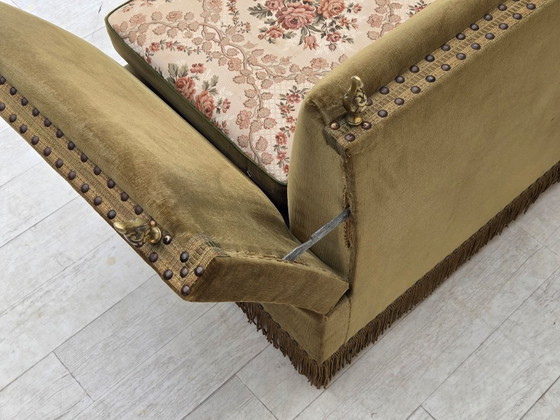 Image 1 of 1970s Danish 2-Seater "Spanish" Drop Arm Sofa, Furniture Velour