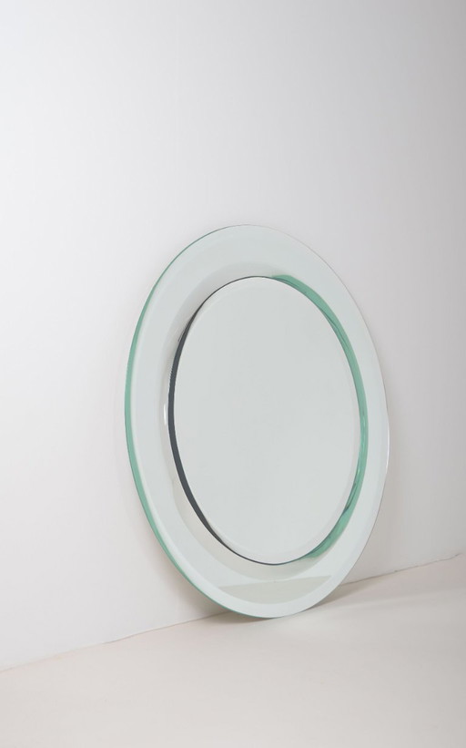 Grande specchio vintage con bordo a doppia sfaccettatura