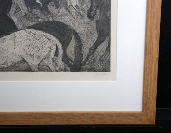 Image 1 of Teuber, Hermann - o. T. (Reiter) - Eau-forte - encadrée - signée à la main