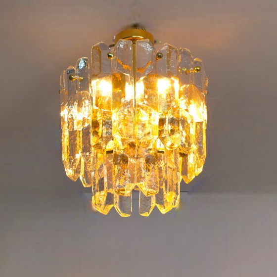 Image 1 of Kalmar Franken Palazzo Deckenleuchte aus Eisglas, 70er Jahre, Mid-Century