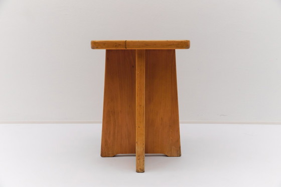 Image 1 of Conjunto de 6 taburetes de roble al estilo de Pierre Chapo, Francia, años 60