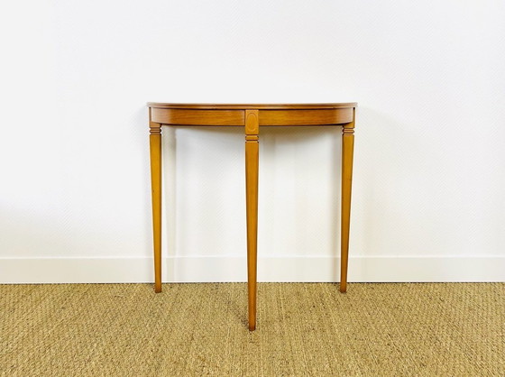Image 1 of Table console demi-lune vintage en teck par Legate Furniture, 1970