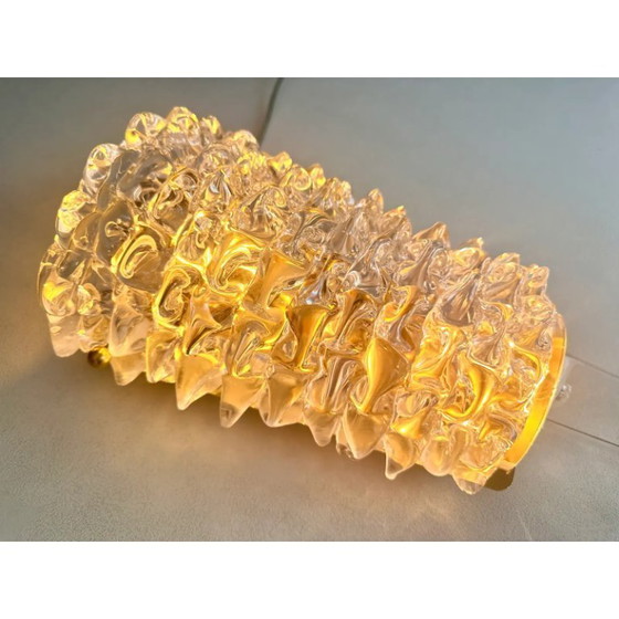 Image 1 of Een paar Art Deco Rostrato wandlampen in Barovier-stijl met helder Italiaans Muranoglas