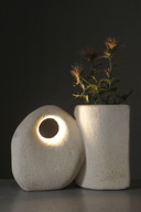 Skulpturale Vasenlampe aus geschnitztem Gard-Stein 1970er Design Albert Tormos