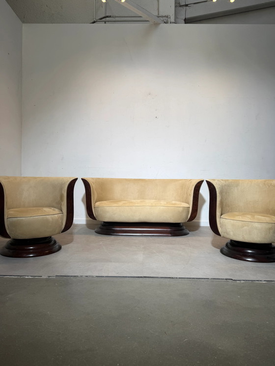 Conjunto de sofás Tulip de estilo Art Déco – 2 sillones y sofá de dos plazas – Hotel Le Malandre (photo 6 of 10)