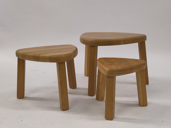 Image 1 of Tavolini brutalisti in legno di quercia