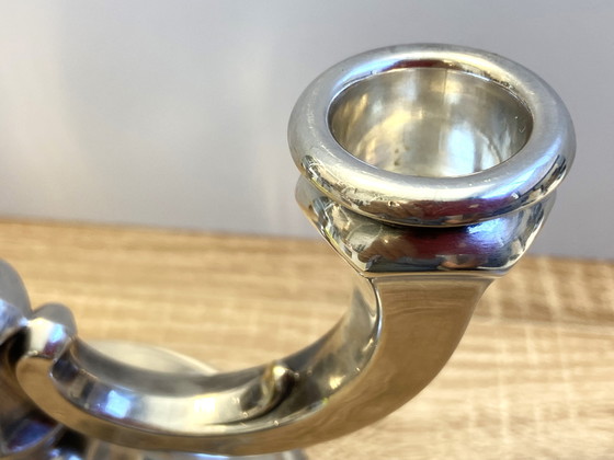 Image 1 of Alter Kerzenhalter Kerzenständer Deutschland 1930 Art Deco Wilhelm Wolff Silber beschichtet