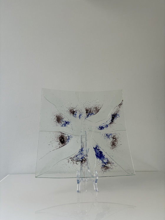 Image 1 of Dekorative Glasschale mit blauen und braunen