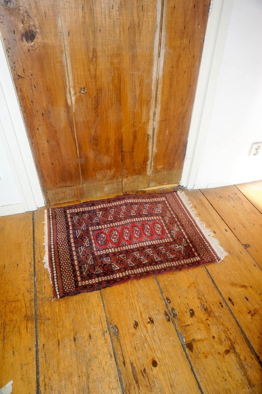 vintage tribal wool rug * afghan baluchi style carpet * geometric nomadic rug * small area rug boho decor