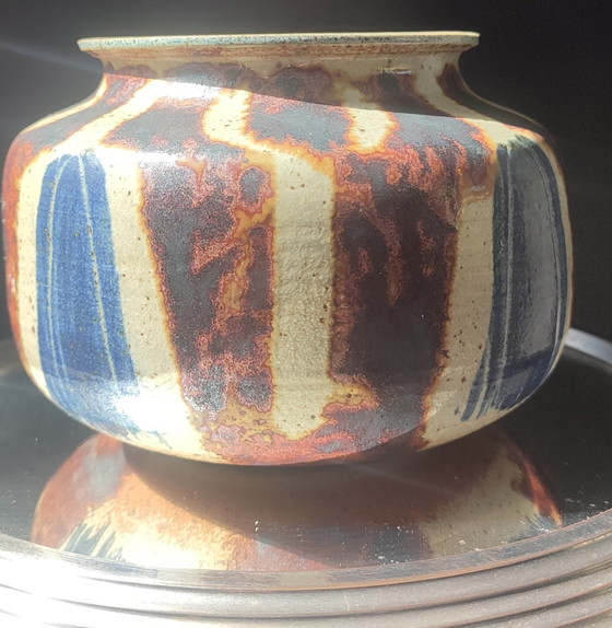 Image 1 of Pyrite stoneware ball vase, signed