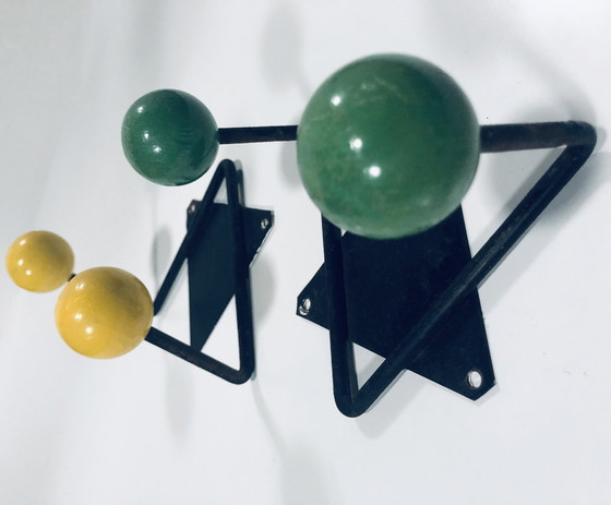 Image 1 of Vintage kapstokken - Staal & Hout - 1950