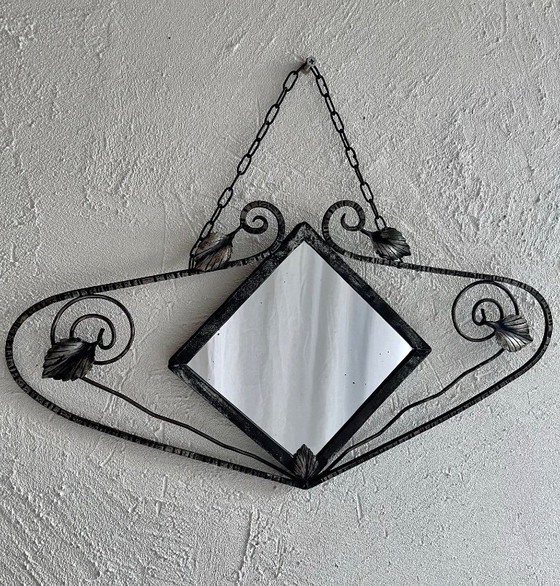Image 1 of Espejo de hierro forjado Art Déco francés, década de 1930
