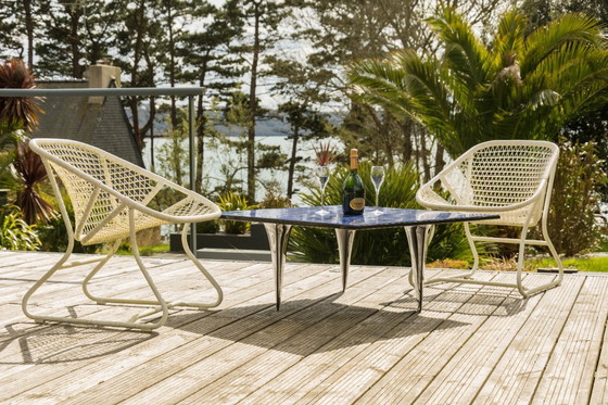 Image 1 of FINS Coffee Table - Blue Agate & Carbon