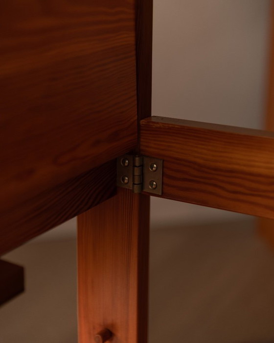 Image 1 of Vintage opvouwbare serveerwagen van grenenhout, jaren 70