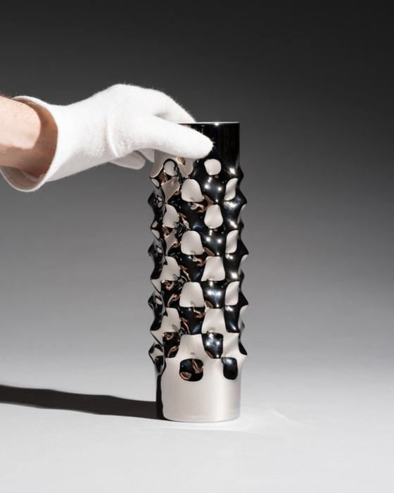 Image 1 of Rosenthal Studio-Line “Vibrations” Vase Duo Dieter Mankau White & Silver
