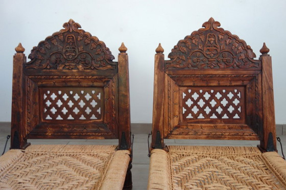 Image 1 of 2 traditional Pida chairs, India, 1950s/60s