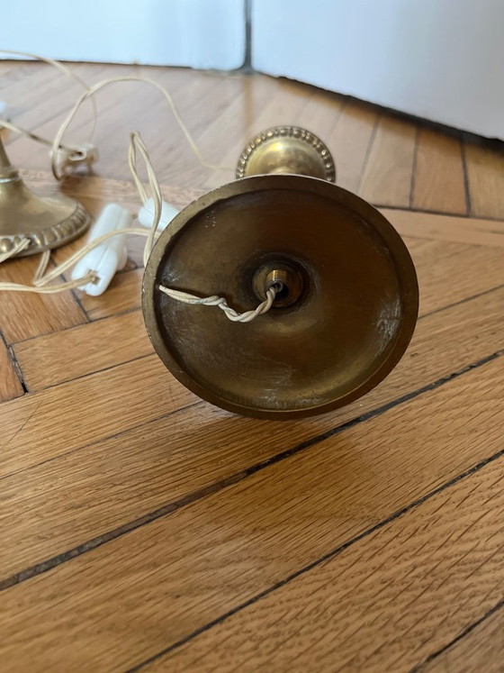 * Pair of Vintage Brass Hollywood Regency Candlestick Lamps - As-Is – Table lamps (photo 3 of 5)