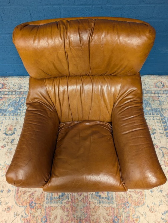 Image 1 of Vintage leather swivel armchair, 1970s
