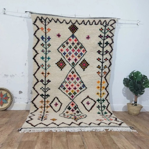 Azilal Berber-kleed – Natuurlijke wol uit Marokko, handgeweven (240 × 145 cm)