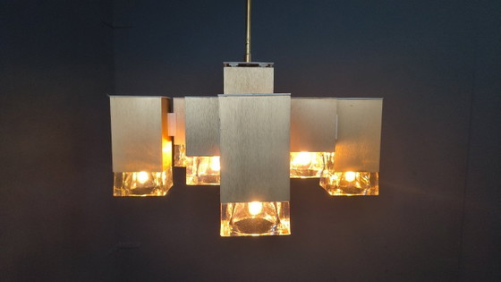 Image 1 of Lustre cubique vintage de Gaetano Sciolari, années 1970