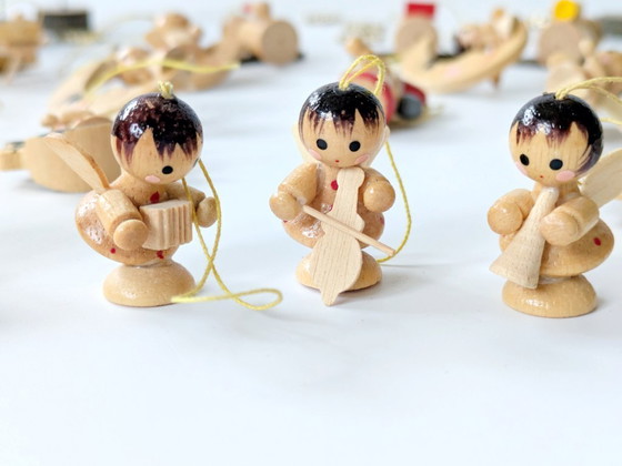 Image 1 of 19 x Midcentury houten kerstversieringen | Handbeschilderd, Erzebirge, Duitsland