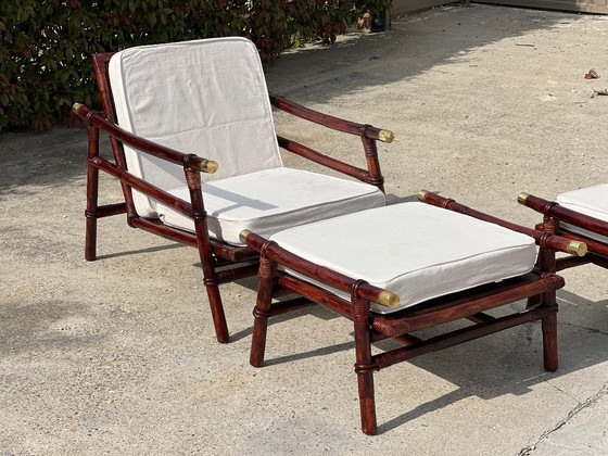 Image 1 of Paire de fauteuils et ottomans John Wisner Far Horizons – Ficks Reed, 1954