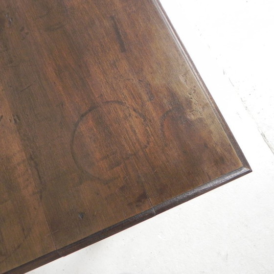 Image 1 of Bistro Table with Oak Top on Cast Iron Frame, 1930s