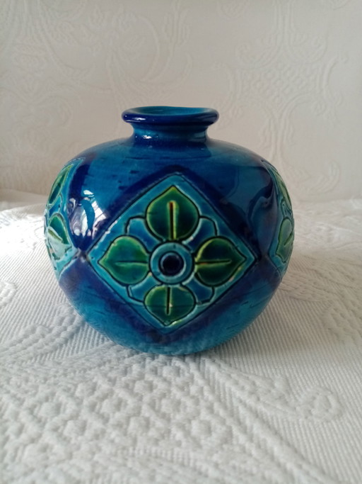 Vase boule céramique Italien Bitossi/Flavia par Aldo Londi