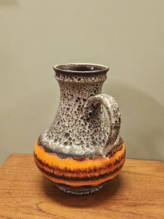 Ü-keramiek Orange West Germany Vintage Handled Vase, Ceramic, Brown (photo 6 of 12)