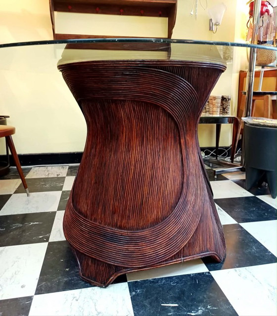 Vintage 1970s Rattan Marquetry Table – Dining tables (photo 8 of 12)